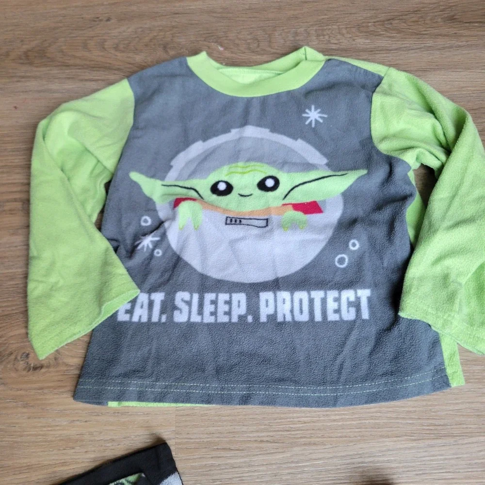 Star Wars Pajamas Boys Size 6 Green Gray Baby Yoda Grogu Fleece 2pc Sleep Set